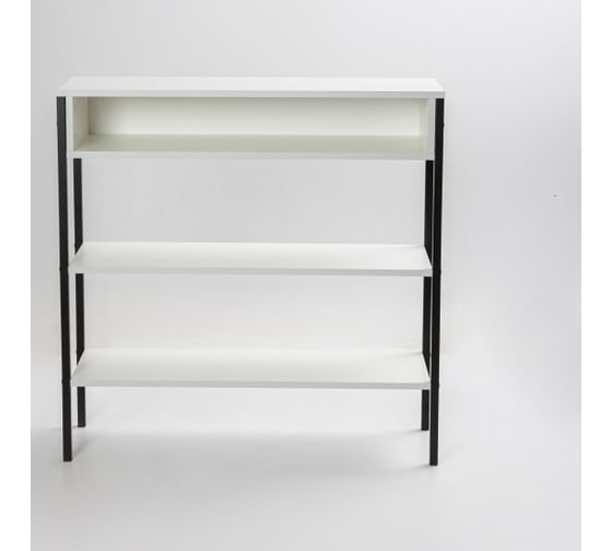 Обувница-этажерка Letta Frame ЛДСП белое тиснение, черный металл 900x900x282 LMK00047