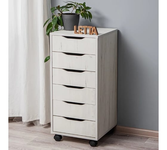 Комод-тумба офисная Letta Praga 6 ящиков дуб крафт белый 400x860x410 L13203