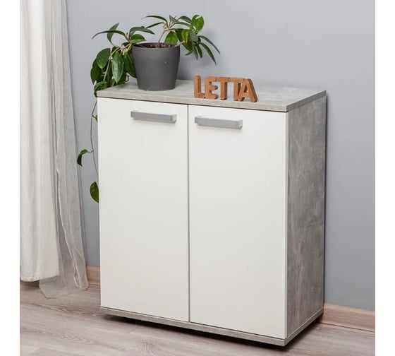 Шкаф-комод Letta Ультра 2-х дверный бетон/белое тиснение 602x701x304 L29002