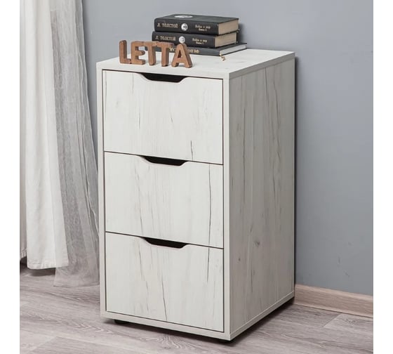 Комод Letta Прага 3 ящика малый дуб крафт белый 400x732x410 L29980