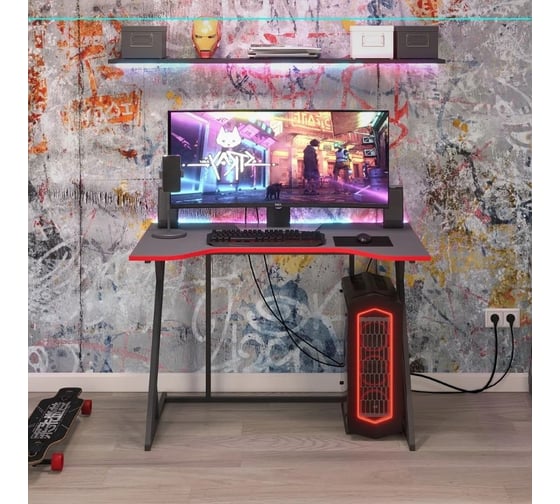 Стол компьютерный Letta Gamer ЛДСП Серый графит, черный металл 1100x730x700 мм LMK1620901 1