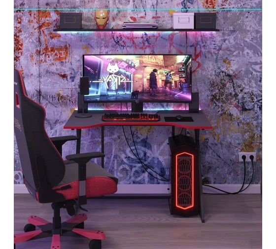 Стол компьютерный Letta Gamer ЛДСП Серый графит, черный металл 1100x730x700 мм LMK1620901