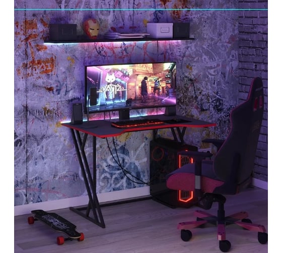 Стол компьютерный Letta Gamer ЛДСП Серый графит, черный металл 1100x730x700 мм LMK1620901