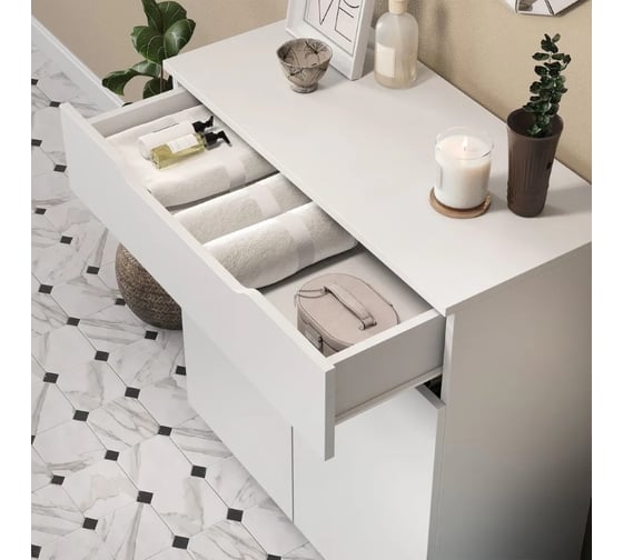 Комод Letta Praga Plus белое тиснение 750x810x360 L140007