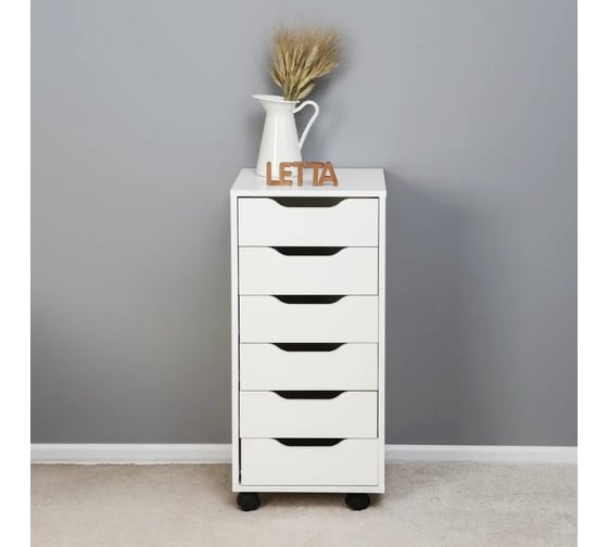 Комод-тумба офисная Letta Praga 6 ящиков выкатной белое тиснение 400x860x410 L3201
