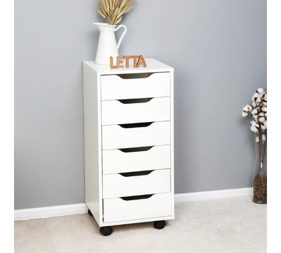 Комод-тумба офисная Letta Praga 6 ящиков выкатной белое тиснение 400x860x410 L3201