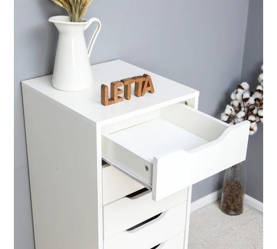 Комод-тумба офисная Letta Praga 6 ящиков выкатной белое тиснение 400x860x410 L3201