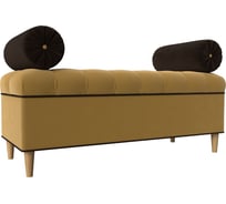 Банкетка Лига диванов Глория микровельвет желтый и коричневый 113674