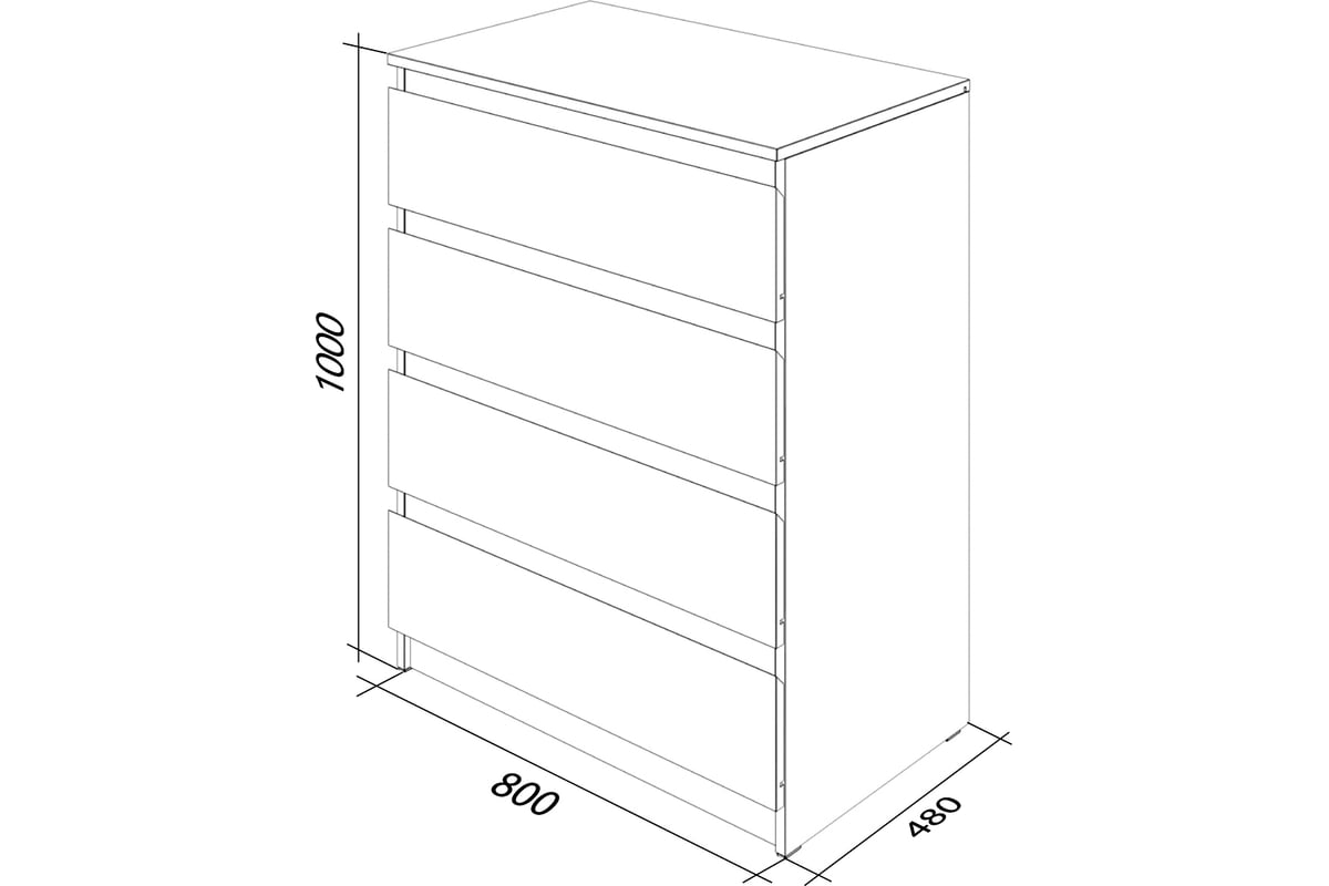 Комод ФЕЛИКС Мальт 4 ящика 80x48x100 Белый ПК-ОБИ-КД80Х48Я4-В1-76