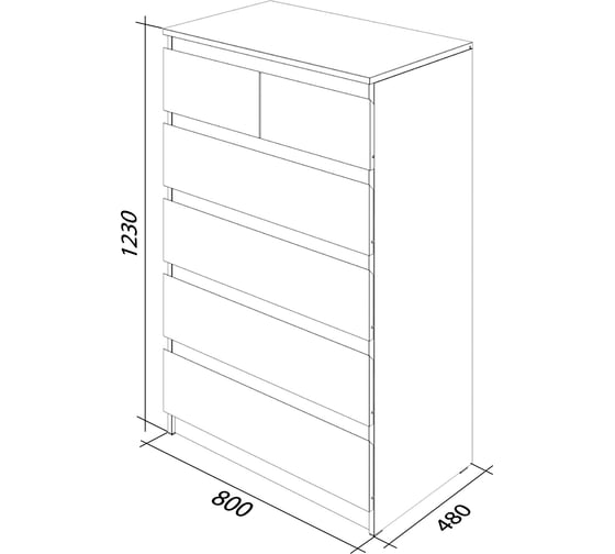 Комод ФЕЛИКС Мальт 6 ящиков 80x48x123 Дуб альпийский ПК-ОБИ-КД80Х48Я6-В1-30
