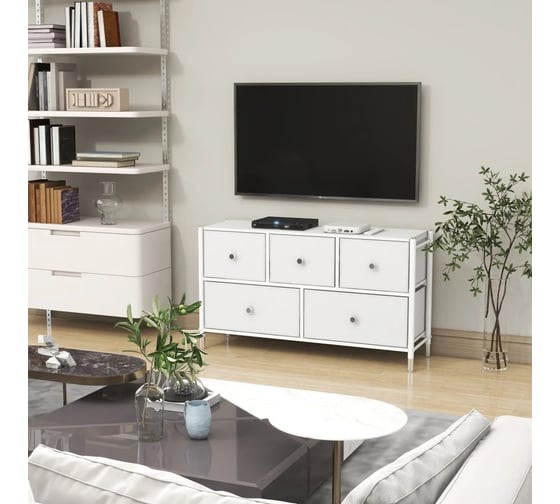 Комод тв ESTARES COMMOD classic 2F-5D-WHITE/SILVER-100x30x59 УУО00004592