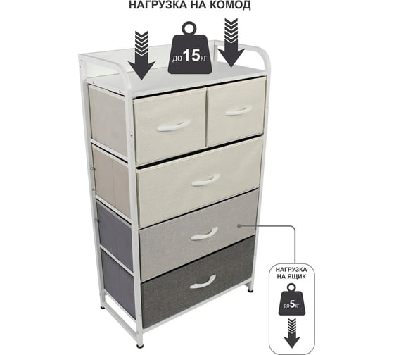 Комод макси ESTARES COMMOD 4F-5D-MIXGRAY/WHITE-572x290x985 УУО00004919