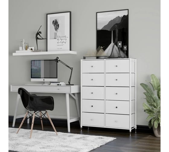 Комод семейный плюс ESTARES COMMOD classic 5F-10D-WHITE/SILVER УУО00004598