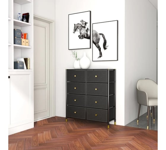 Комод семейный ESTARES COMMOD classic 4F-8D-BLACK/GOLD УУО00004597