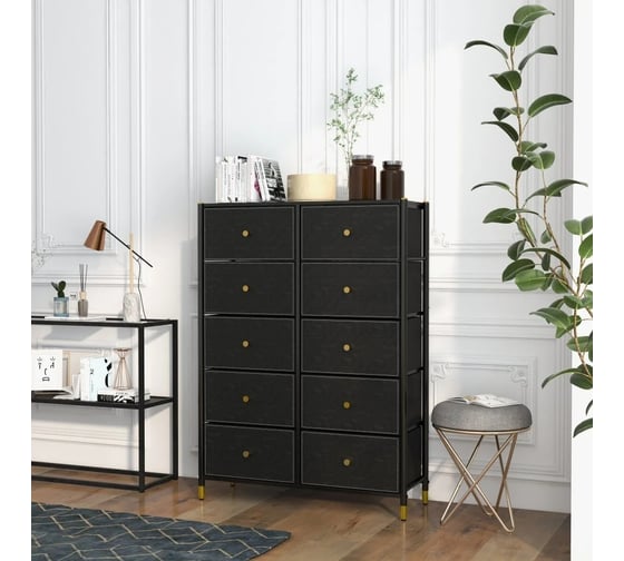 Комод семейный плюс ESTARES COMMOD classic 5F-10D-BLACK/GOLD УУО00004599