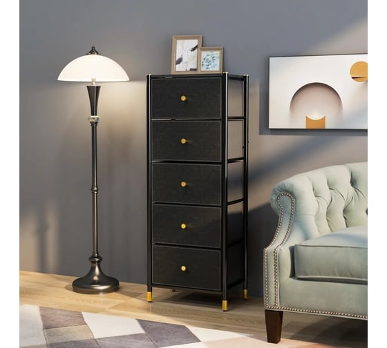 Комод-пенал плюс ESTARES COMMOD classic 5F-5D-BLACK/GOLD УУО00004591