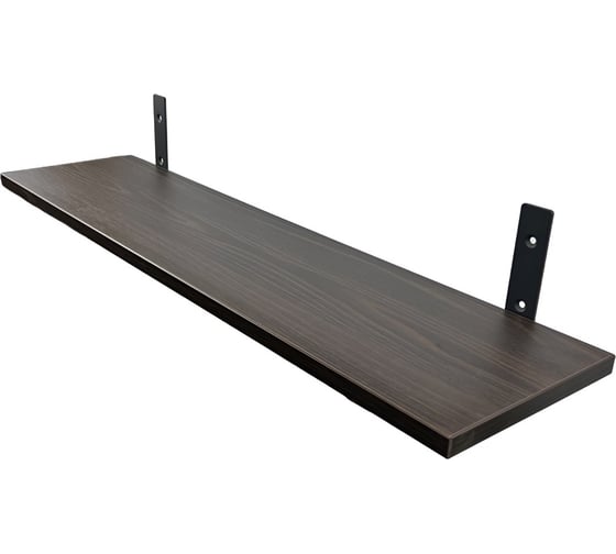 Полка ЭЛИМЕТ 80x20 см венге с кронштейнами 200x120x30 черного цвета БП-00003567