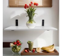 Полка ЭЛИМЕТ Премиум 60x20 см белая с кронштейнами 200x120x30 черного цвета БП-00003552