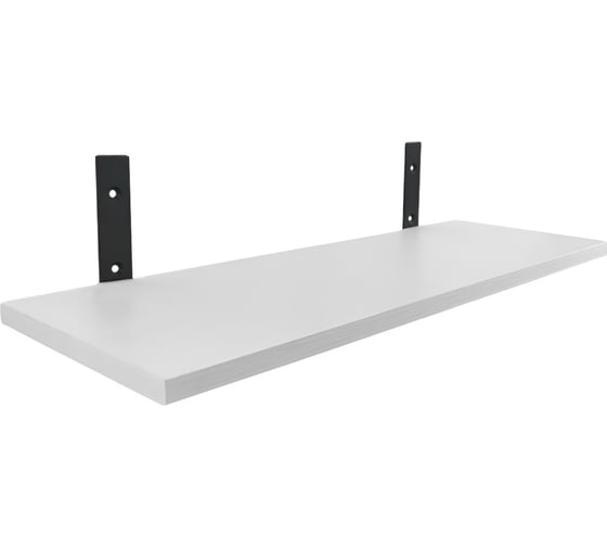 Полка ЭЛИМЕТ Премиум 60x20 см белая с кронштейнами 200x120x30 черного цвета БП-00003552
