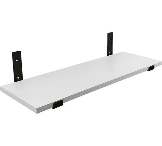 Полка ЭЛИМЕТ 80x20 см белая с кронштейнами 200x120x30 черного цвета БП-00003565