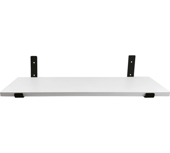 Полка ЭЛИМЕТ 80x20 см белая с кронштейнами 200x120x30 черного цвета БП-00003565