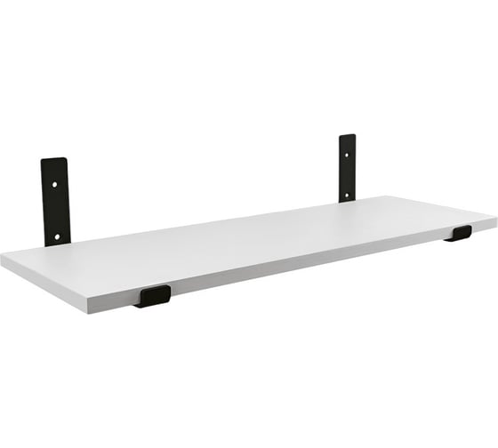 Полка ЭЛИМЕТ 80x20 см белая с кронштейнами 200x120x30 черного цвета БП-00003565