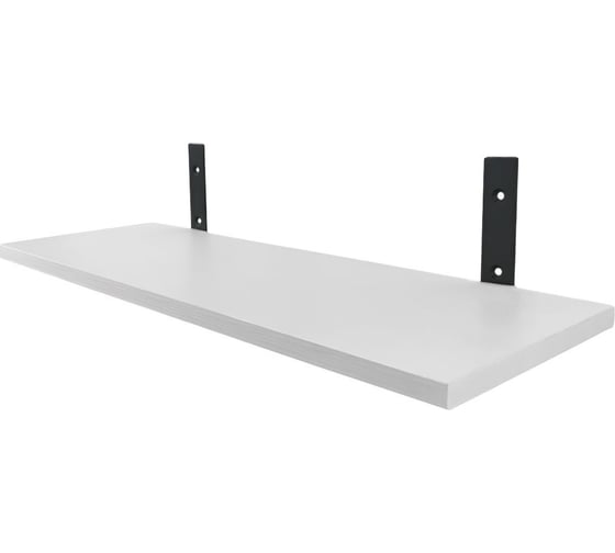 Полка ЭЛИМЕТ Премиум 80x20 см белая с кронштейнами 200x120x30 черного цвета БП-00003546