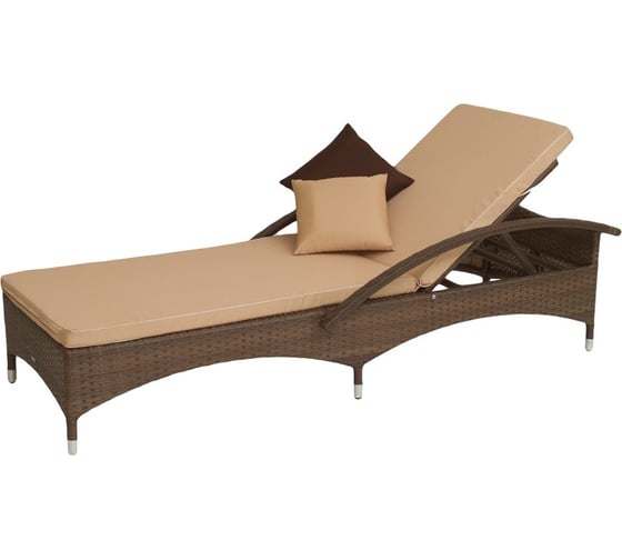Лежак Garden Story Мальта-2 ротанг искусственный, коричневый, матрас бежевый M002-2023