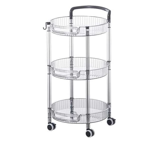 Этажерка Akvali 3 яруса на колесах из ПЭТ 34x33,6x66,5 см круглая, прозрачная SY-7100-3 1