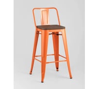 Стул полубарный Стул Груп TOLIX со спинкой, оранжевый глянцевый + темное дерево YD-H675E-W LG-05