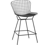 Стул полубарный Стул Груп Bertoia с низкой спинкой черный с черной подушкой BTY-24L-P6 BL/BL