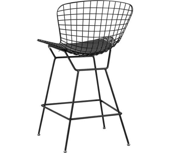 Стул полубарный Стул Груп Bertoia с низкой спинкой черный с черной подушкой BTY-24L-P6 BL/BL