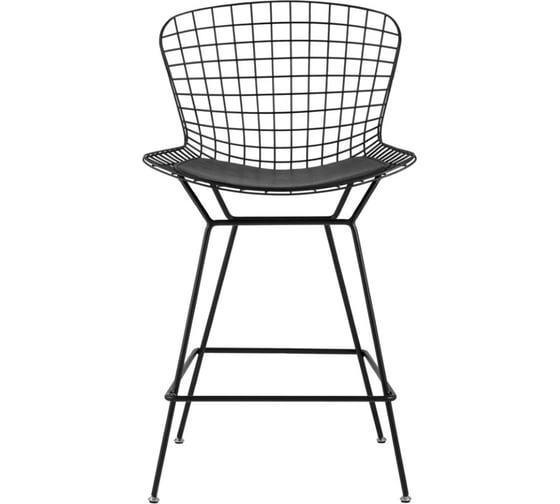 Стул полубарный Стул Груп Bertoia с низкой спинкой черный с черной подушкой BTY-24L-P6 BL/BL