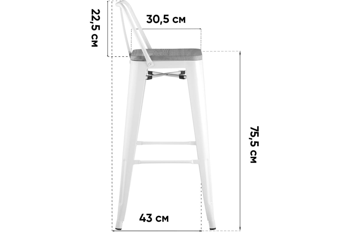 Стул барный Стул Груп TOLIX со спинкой белый глянцевый + светлое дерево  YD-H765E-W LG-02 - выгодная цена, отзывы, характеристики, фото - купить в  Москве и РФ