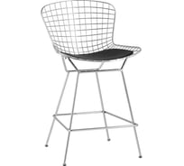 Стул полубарный Стул Груп Bertoia с низкой спинкой, хромированный, с черной подушкой BTY-24L-P6 CH/BL