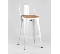 Полубарный стул Стул Груп TOLIX со спинкой, белый + светлое дерево YD-H675E-W YG-14