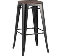 Барный стул Стул Груп TOLIX черный глянцевый + темное дерево YD-H765-W LG-01