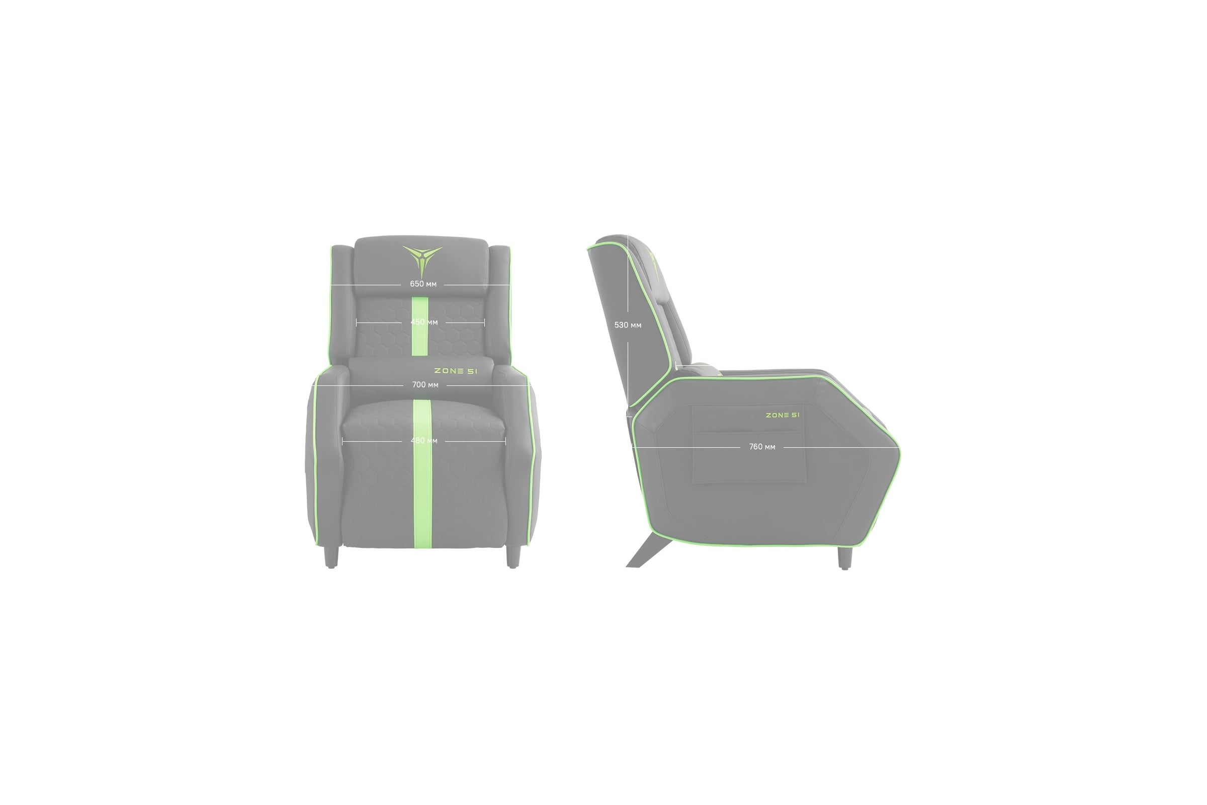 Софа компьютерная игровая Zone 51 RIDER Black-Green Z51-RID-BG
