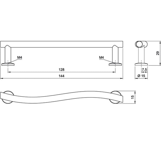 Ручка Amix UP 3806/128 L 210-128 A001-128 SATIN/MN