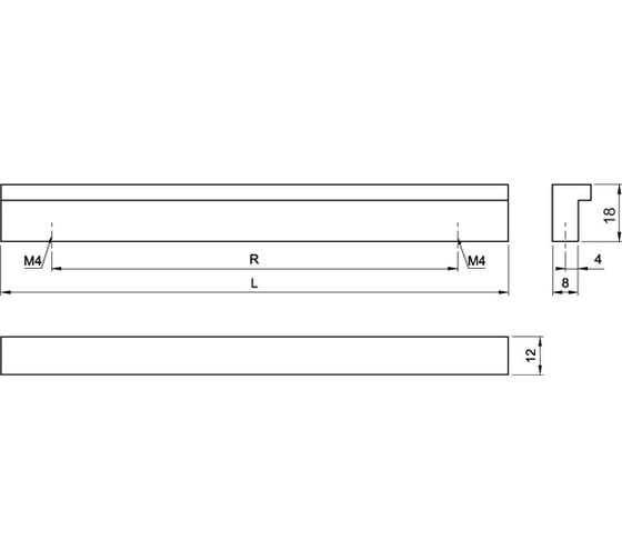 Ручка Amix UA 02 160/200мм ALUMINIUM UA171-160-АА