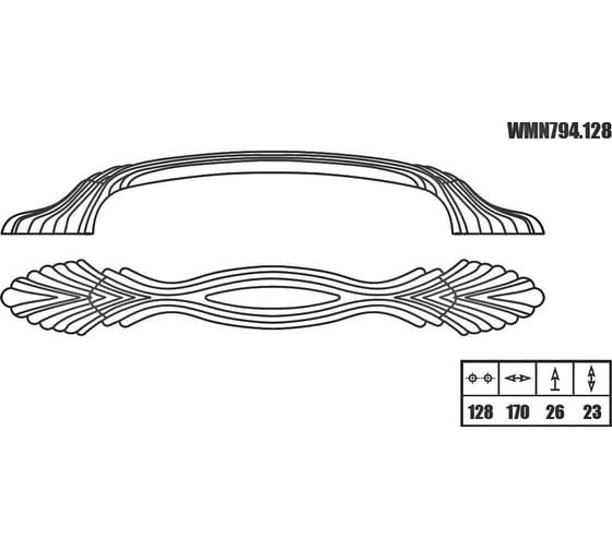Ручка-скоба Giusti WMN794 128 мм слоновая кость золото винтаж WMN794.128.00V5