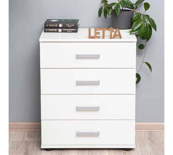 Комод Letta Neo 4 ящика, белое тиснение, 570x755x352 L4030