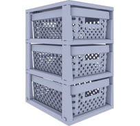 Стеллаж Архимед UNIQUM 3 секции, с корзиной, серый Р6021СЕР