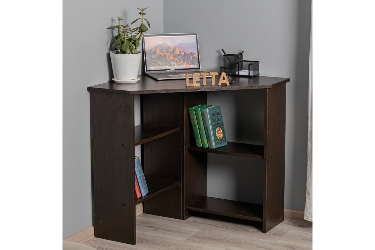 Стол рабочий угловой Letta Malta Plus с полками, венге, 730x754x730 ...