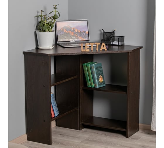 Стол рабочий угловой Letta Malta Plus с полками, венге, 730x754x730 L3642