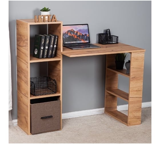 Стол рабочий Letta Jazz с полками, дуб крафт золотой, 1140x1030x490 L9487 1