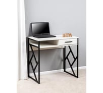 Стол письменный Letta Frame New с ящиком, с полкой ЛДСП, дуб крафт белый, черный металл, 800x760x510 LMK1120601
