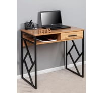 Стол письменный Letta Frame New с ящиком, с полкой, ЛДСП, дуб вотан, черный металл, 800x760x510 LMK1120101