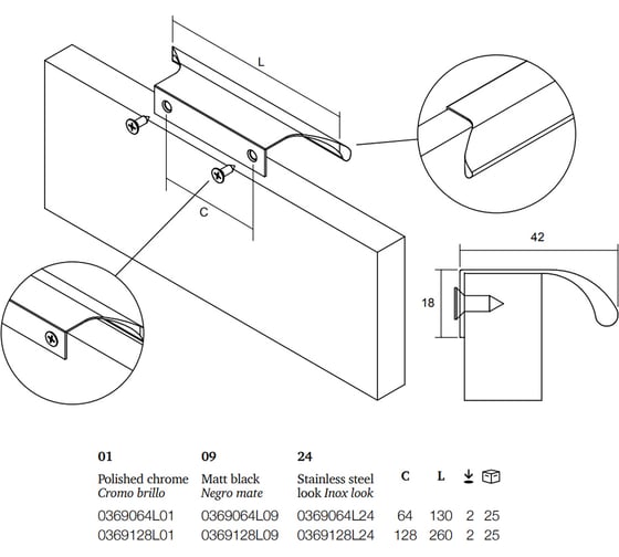 Ручка-скоба Viefe Ritta 064/130 мм черный матовый 0369064L09
