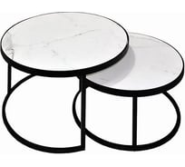 Журнальный стол Desk Question лофт DQ №1 Duae столешница белый мрамор, корпус черный, диаметр 605/475 мм, высота 420/320 мм 10163